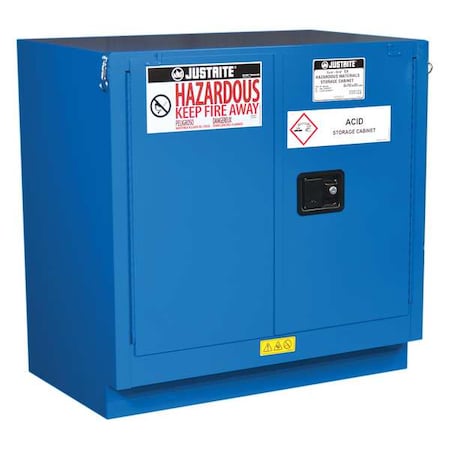 Justrite Hazardous Material Storage Cabinet, 22 gal, 1 Shelves, Steel, 35 in W x 35 in H x 22 in D, Blue 862328
