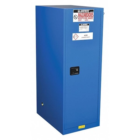 Justrite Hazardous Material Storage Cabinet, 54 gal, 3 Shelves, Steel, 23 1/4 in W x 65 in H x 34 in D, Blue 865428