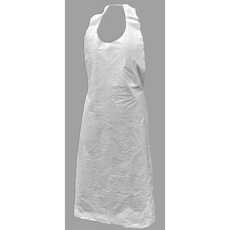 Action Chemical Chemical Resistant Bib Apron, Polyethylene, Plain, 1 mil, 46 in, White, 28 in x 46 in, 1000 PK PE461W