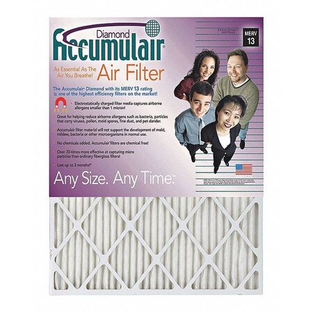Accumulair 20x22x1 Diamond Pleated Air Filter, 4 PK FD20X22A4