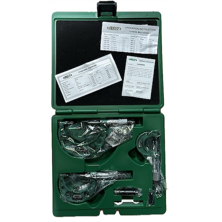 Insize Outside Micrometer Set, Ratchet Thimble 3203-33A