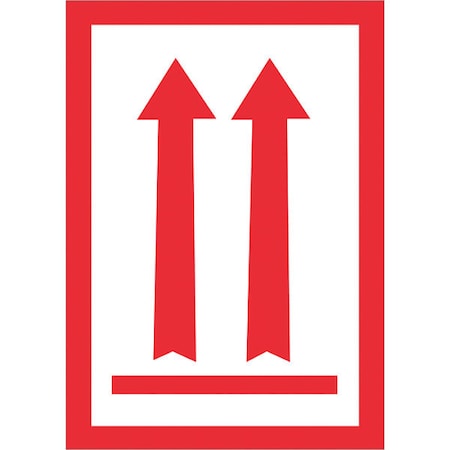 Tape Logic Tape Logic Labels, (Two Red Arrows Over Red Bar), 3" x 5", Red/White, 500/Roll DL1930