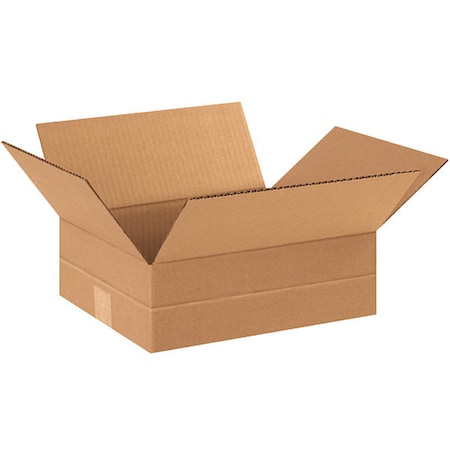 Partners Brand 12 in x 10 in x 4 in Multi-Depth Box, Kraft, Corrugate, Single Wall, 32 ECT, 25 PK MD12104