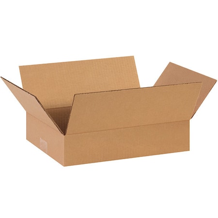 Partners Brand Flat Corrugated Boxes, 14" x 10" x 3", Kraft, 25/Bundle 14103