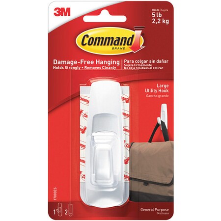 3M 3M™ 17003 Command™, Large, White, 1 Hook and 2 Strips, 6/Packs per Case CHS1007