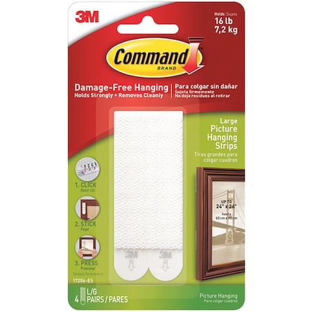 3M 3M 17206 Command Picture Hanging Strips, Large, White, 4/Sets per Case CHS1300