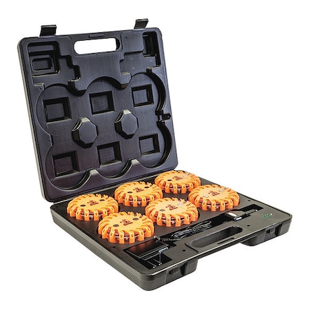 Buyers Products 4 Inch Round Rechargeable Strobe/Flare Kit with 6 Flares And Charging Case 8891018