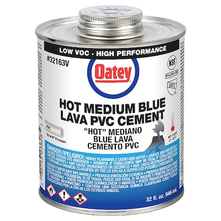 Oatey Cement, Brush-Top Can, 32 fl oz, Blue 32163V