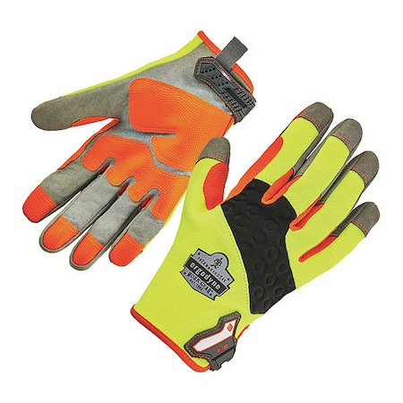 Proflex By Ergodyne Hi-Vis Mechanics Gloves, 2XL, Lime 710