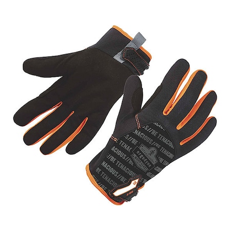 Proflex By Ergodyne Mechanics Gloves, Synthetic Leather Palm, XL, Black/Orange 812