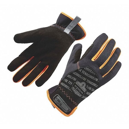 Proflex By Ergodyne Mechanics Gloves, Synthetic Leather Palm, L, Black/Orange 815