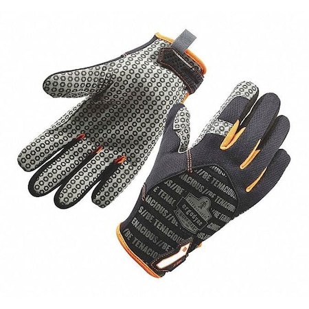 Proflex By Ergodyne Mechanics Gloves, Silicone Palm, S, Black 821