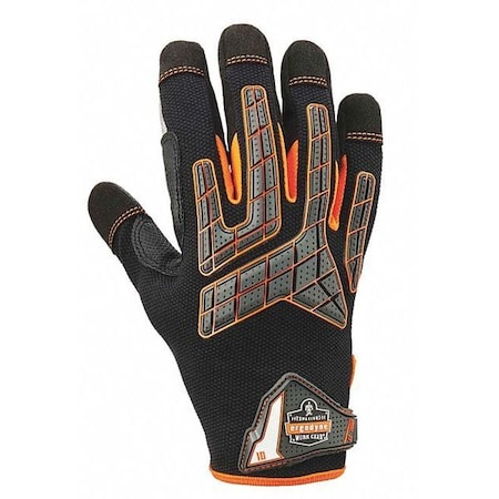 Proflex By Ergodyne Mechanics Impact Gloves, M, Black/Orange 760
