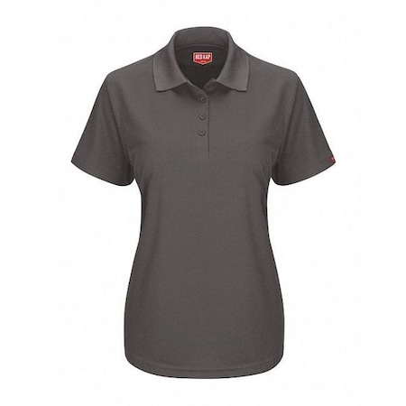 Red Kap Women's Short Sleeve Polo, Polyester, Button Fronts, 2 Pocket(s), Gray, 2XL SK7TCH SS XXL