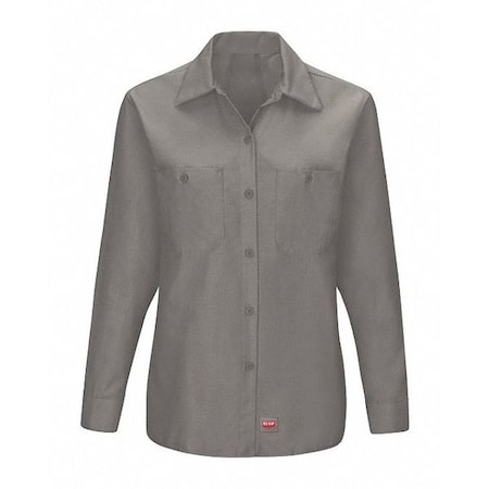 Red Kap Women's Long Sleeve Shirt, Cotton/Polyester, Button Fronts, 1 Pocket(s), Gray, L SR1TGY RG 16