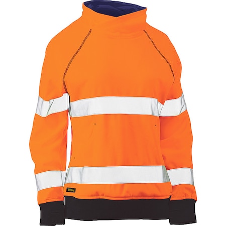 Bisley Women's Hi-Vis Pullover Sweatshirt, 2, R, Polyester, Orange, 2XL 323W6818T-OR/2XL