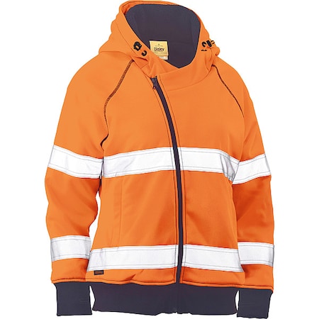 Bisley Women's Hi-Vis Zip-Front Sweatshirt, 2, R, Polyester, Orange/Navy, L 323W6819T-OR/L