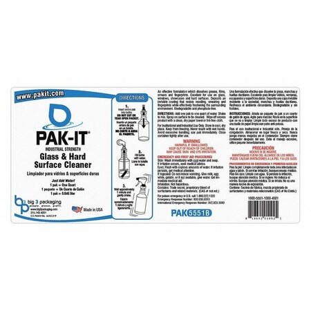Pakit Spray Bottle Label, Glass Cleaner PAK5551L-12