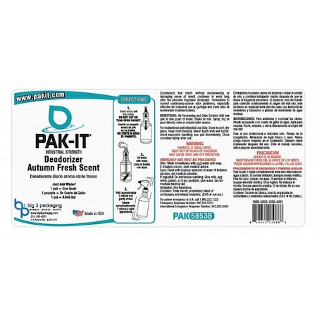 Pakit Spray Bottle Label, Autumn Deodorizer PAK5853L-12