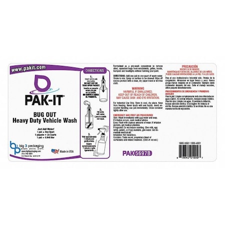 PAKIT Spray Bottle Label, Bug Out Cleaner PAK5697L-12