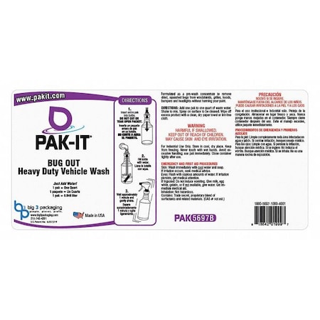 Pakit Spray Bottle Label, Bug Out Cleaner PAK5697L-12