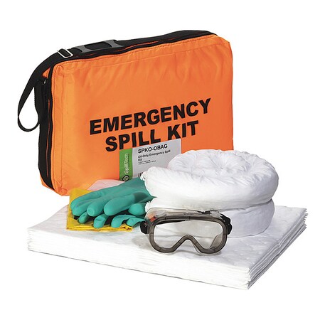 Spilltech Spill Kit, 4 gal Volume Absorbed per Kit, Bag, Orange, 20 SPKO-OBAG