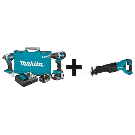 Makita Cordless Combination Kit, 3 Tools, 18V DC XT269M  + XRJ04Z