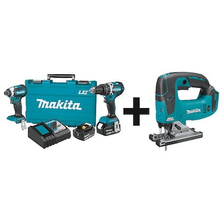 Makita Cordless Combination Kit, 3 Tools, 18V DC XT269M  + XVJ02Z