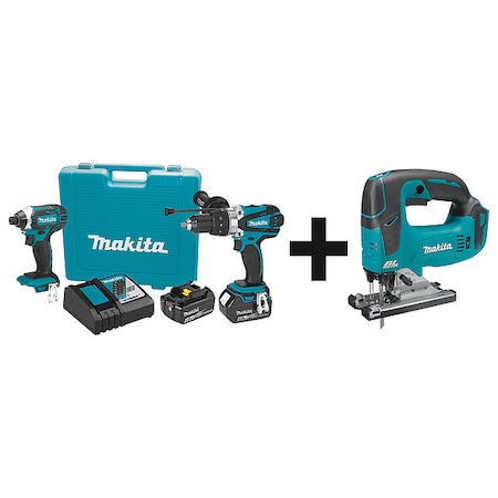 Makita Cordless Combination Kit, 3 Tools, 18V DC XT263M  + XVJ02Z