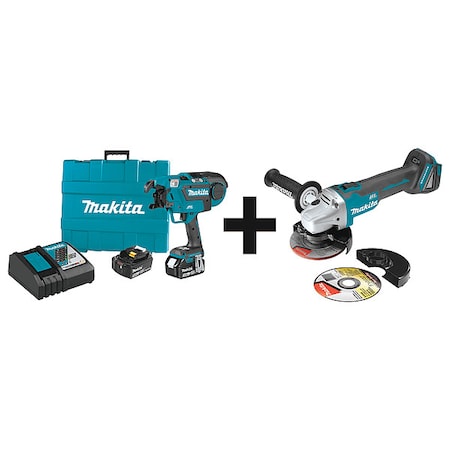 Makita Rebar Tying Tool Kit, 18.0VDC, 21 ga. Wire XRT01TK + XAG04Z