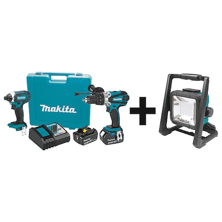 Makita Cordless Combination Kit, 3 Tools, 18V DC XT263M + DML805