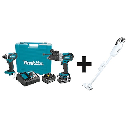 Makita Cordless Combination Kit, 3 Tools, 18V DC XT263M + XLC02ZW