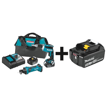 Makita Cordless Combination Kit, 2 Tools, 18V DC XT255T + BL1850B