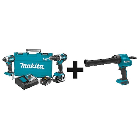 Makita Cordless Combination Kit, 3 Tools, 18V DC XT269M + XGC01Z
