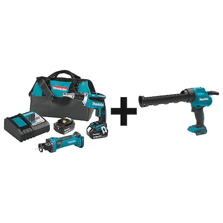Makita Cordless Combination Kit, 18.0VDC, 3 Tools, Voltage: 18V XT255T + XGC01Z