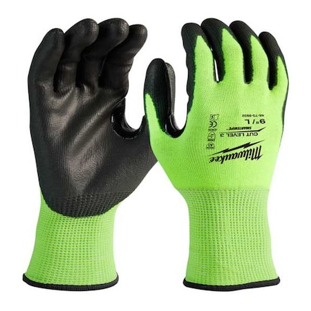 Milwaukee Tool 12PK High Visibility Cut Level 3 Polyurethane Dipped Gloves - M 48-73-8931B