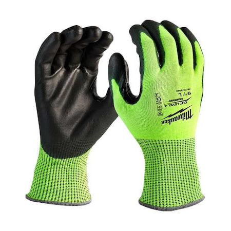 Milwaukee Tool High Visibility Cut Level 4 Polyurethane Dipped - L, PR 48-73-8942