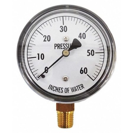 Kodiak Controls Low Pressure Gauge, Bottom, 60" H2O KC25-60"H2O