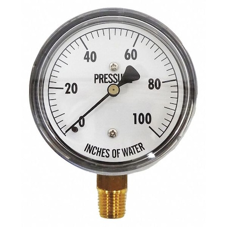 Kodiak Controls Low Pressure Gauge, Bottom, 100" H2O KC25-100"H2O