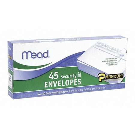 MEAD Envelopes, Scrty, Pressit, No. 10, PK45 75026