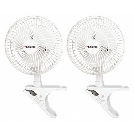 Lorell 152.4mm Portable Clip Fan, White 44552BD