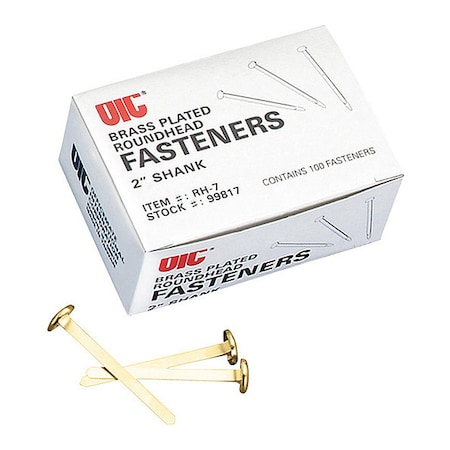Oic Fastener, Brass, Rnd Head, 2", PK100 99817