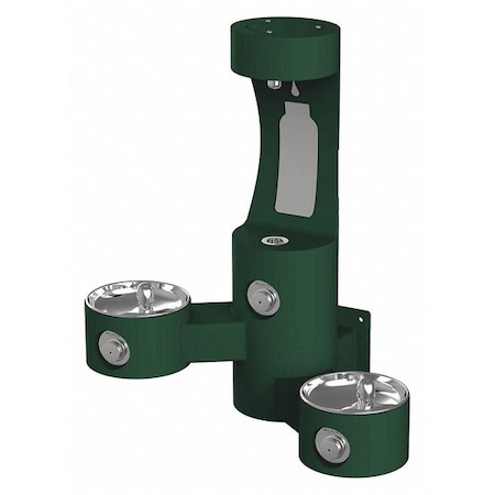 Elkay Outdoor ezH2O Bottle Filling Station Wall Mount w/ Bi-Lvl Fountn Non-Filtered Non-Refrig Evergreen LK4409BFEVG