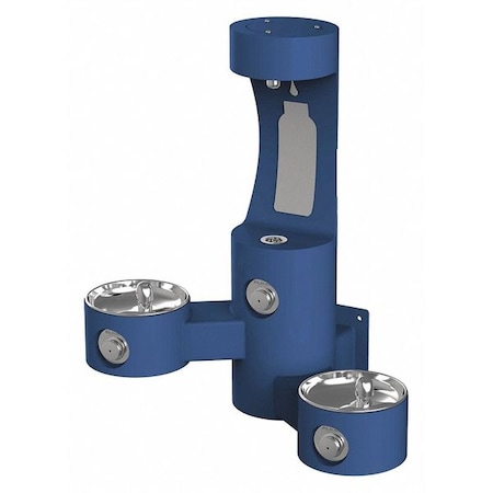 Elkay Outdoor ezH2O Bottle Filling Station Wall Mount w/ Bi-Level Fountain Non-Filtered Non-Refrig Blue LK4409BFBLU