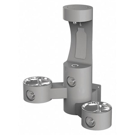 Elkay Outdoor ezH2O Bottle Filling Station Wall Mnt w/ Bi-Lvl Fountain Non-Filtered Non-Refrigerated Gray LK4409BFGRY