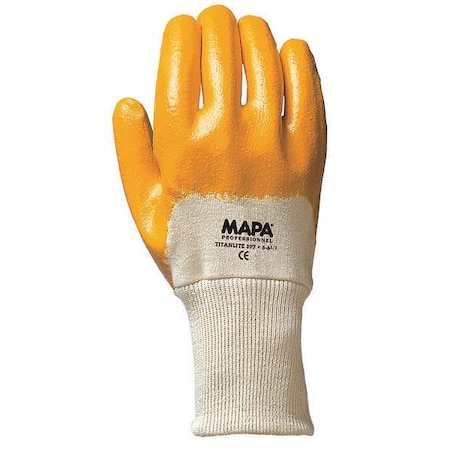 Mapa Coated Gloves, Nitrile, 3/4 Dip, Yellow, 8 1 PR GPA397