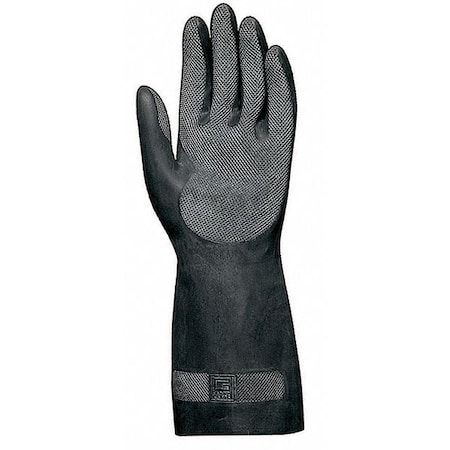 Mapa Chemical Resistant Gloves, Natural Rubber Latex / Neoprene, 12 1/2 in L, Black, 9, 1 PR NS-401