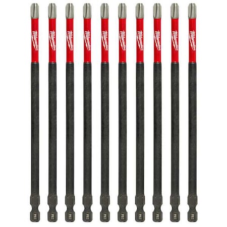 Milwaukee Tool SHOCKWAVE 6 in Phillips No. 3 Impact Duty Power Bit, 10-Piece Pack 48-32-4208
