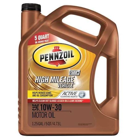 Pennzoil Engine Oil, 10W-30, Hi Mileage, 5 Qt. 550045205