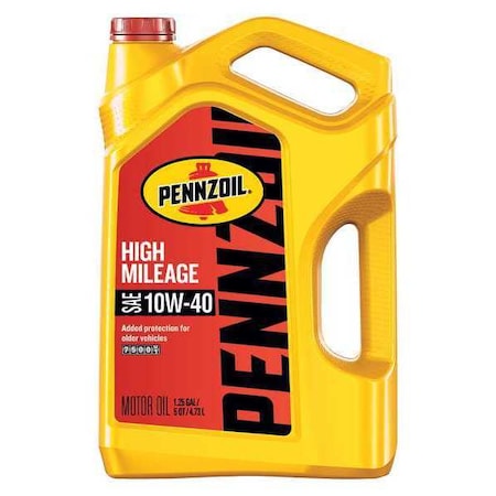 Pennzoil Engine Oil, 10W-40, Hi Mileage, 5 Qt. 550045217